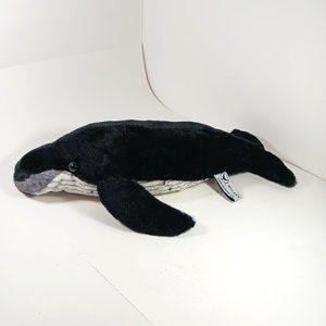Wyland Humpback Whale Stuffed Animal Black White Gray Realistic Plush Soft 18"